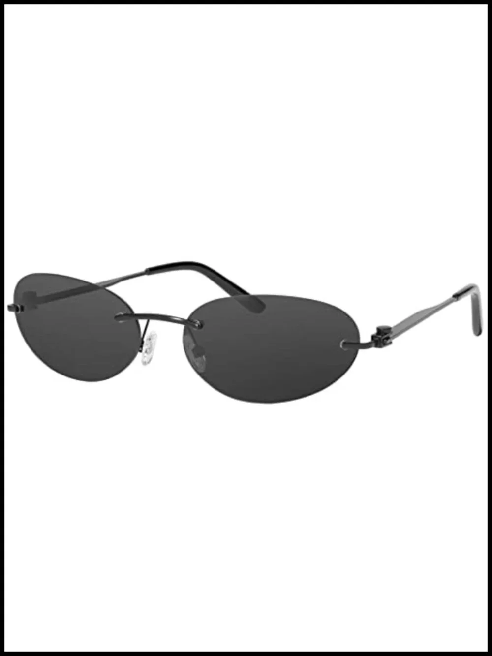 Rimless Oval Metal Sunglasses with UV400 Protection